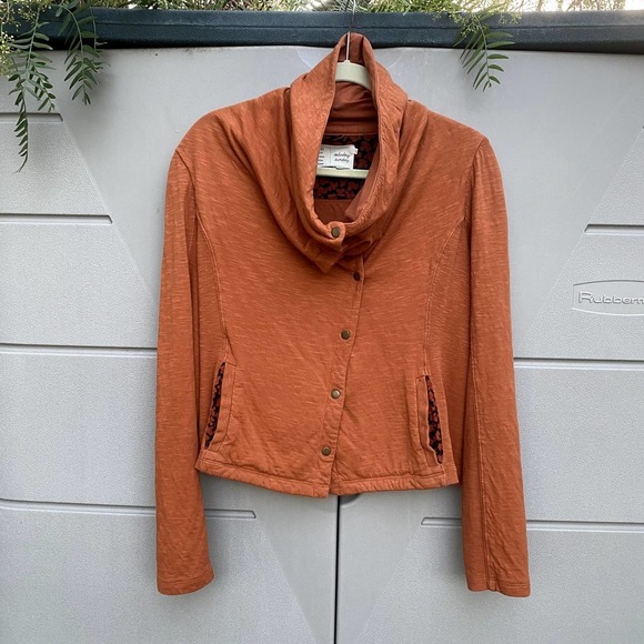 Saturday Sunday Women's Long Sleeve Snap Closure Orange Jacket Size Small - Picture 1 of 7